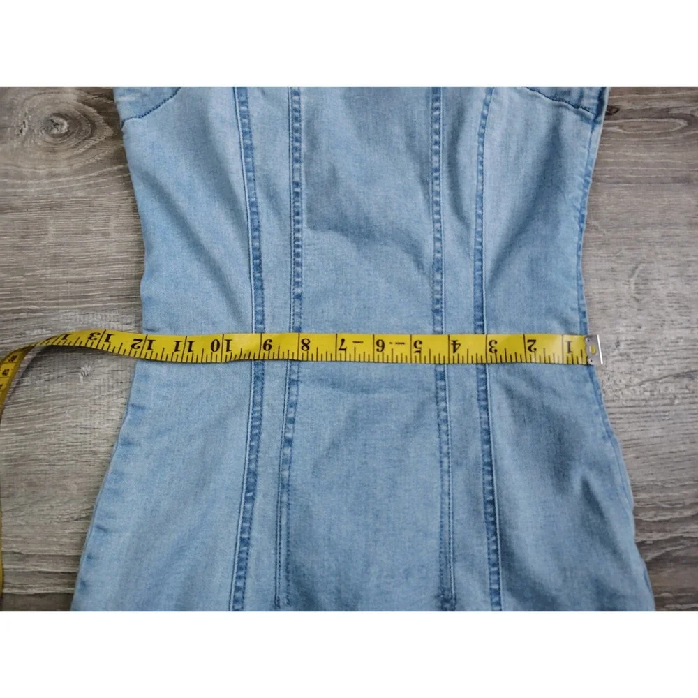 Forever 21 Denim Mini Dress Size S Juniors Bodycon Light‎ Wash Sleeveless Y2K